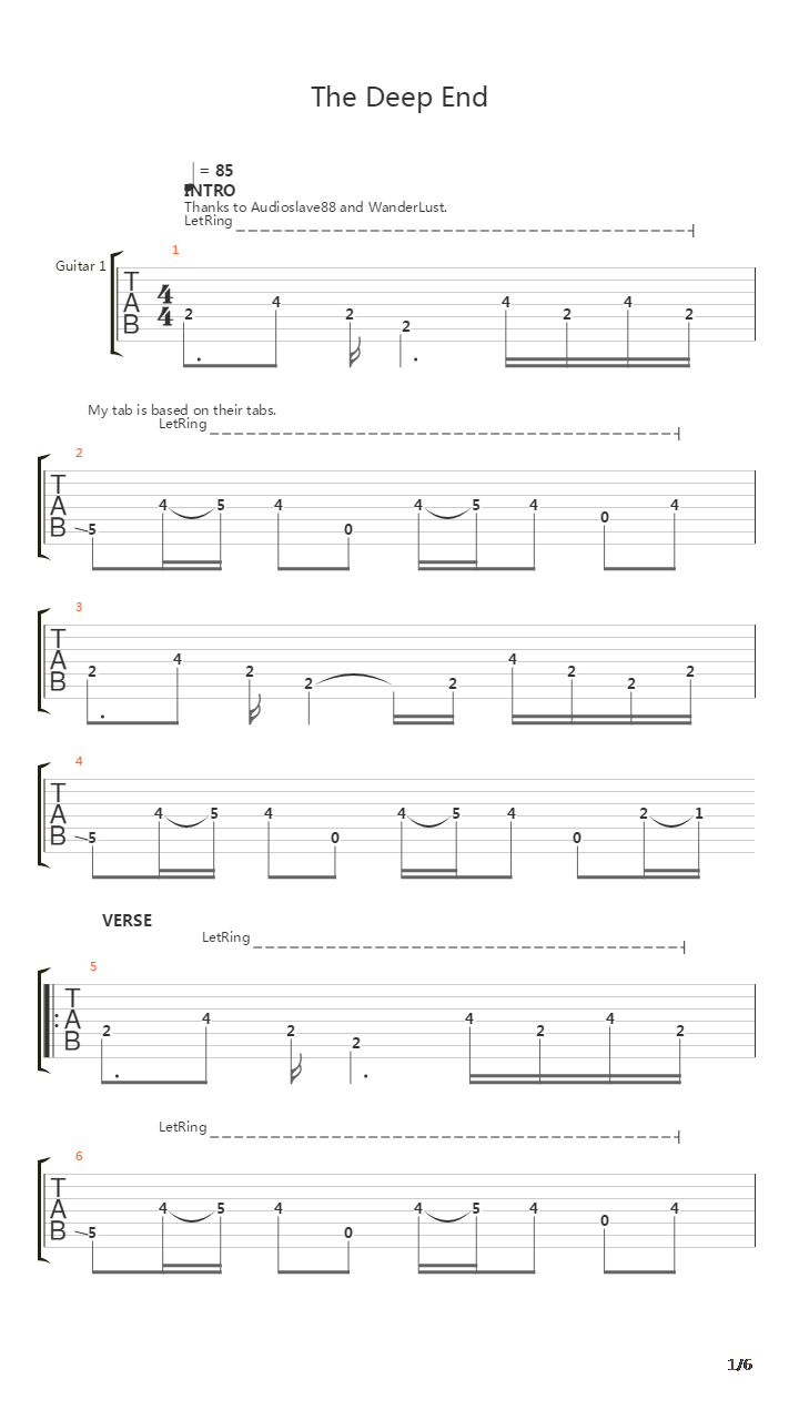 The Deep End吉他谱