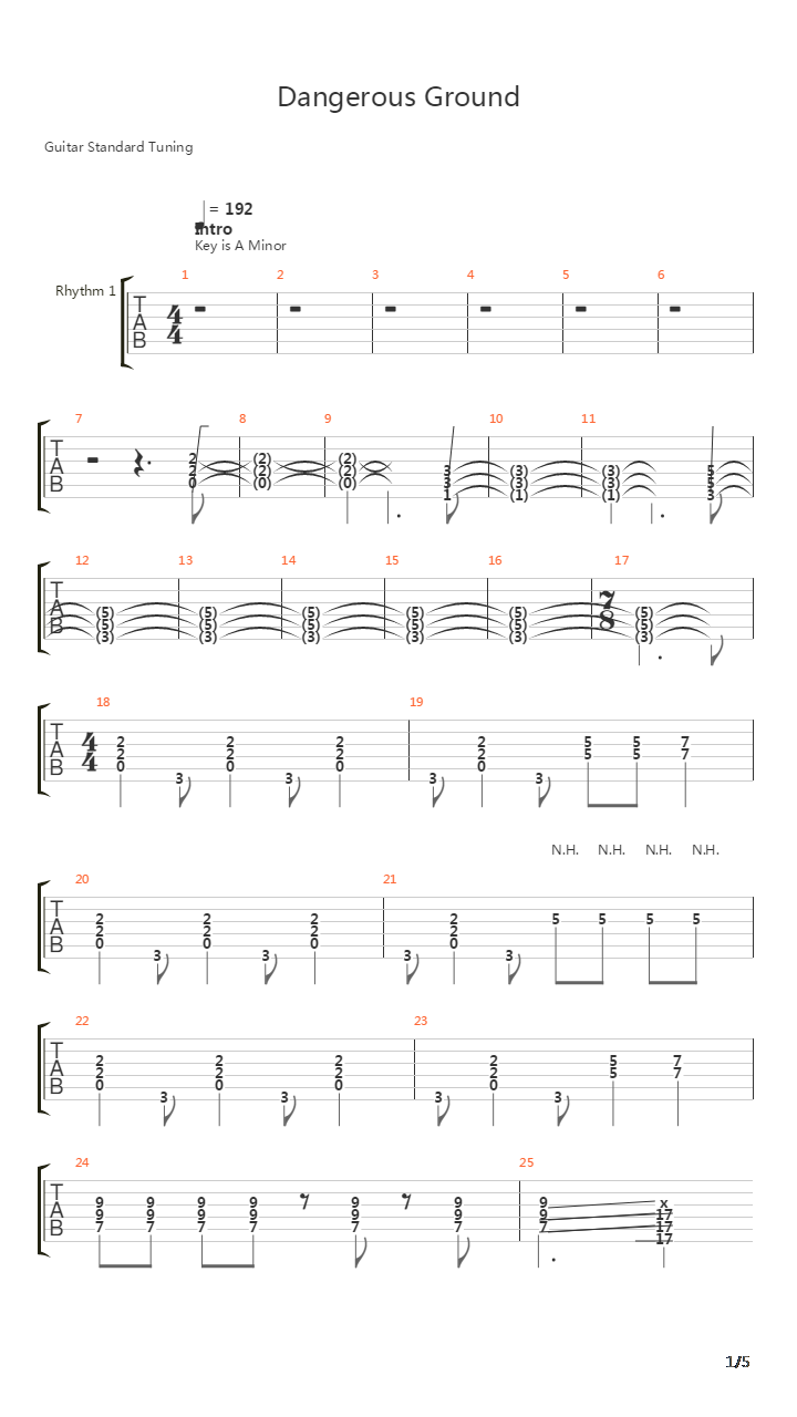 Dangerous Ground吉他谱
