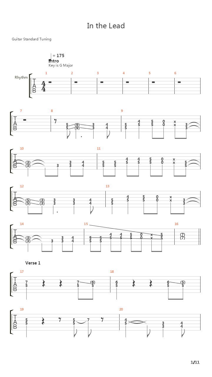 In The Lead吉他谱