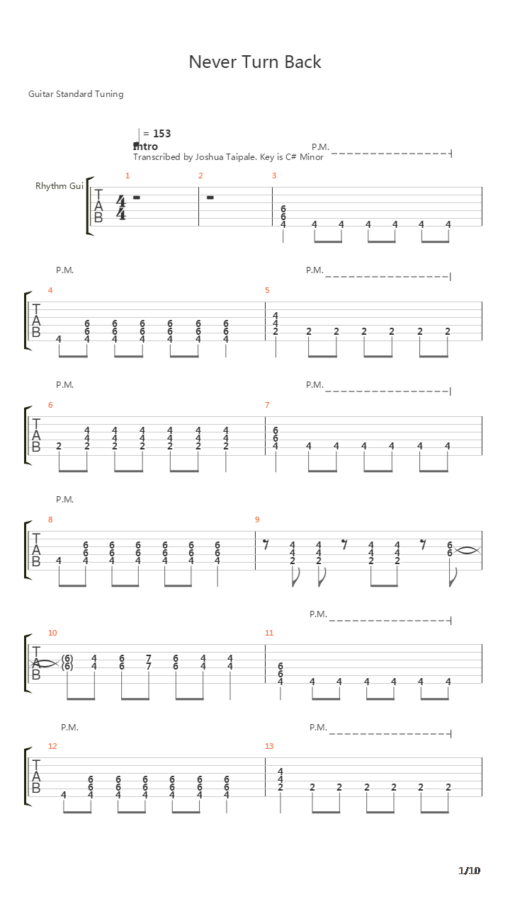 Never Turn Back吉他谱