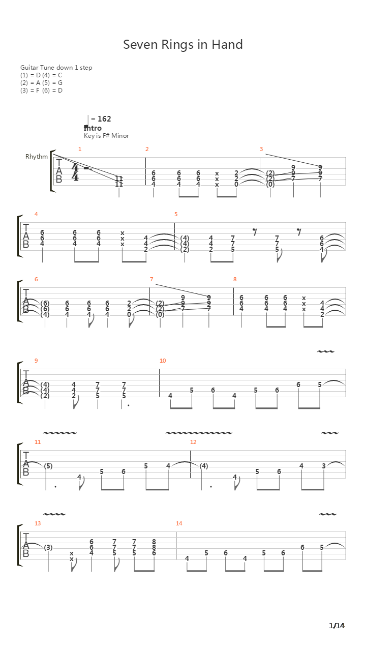 Seven Rings In Hand吉他谱