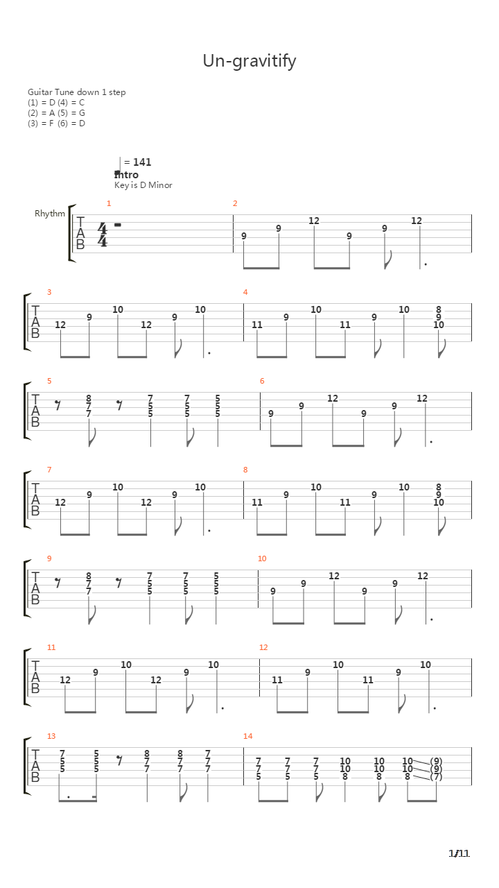 Un-Gravitify吉他谱