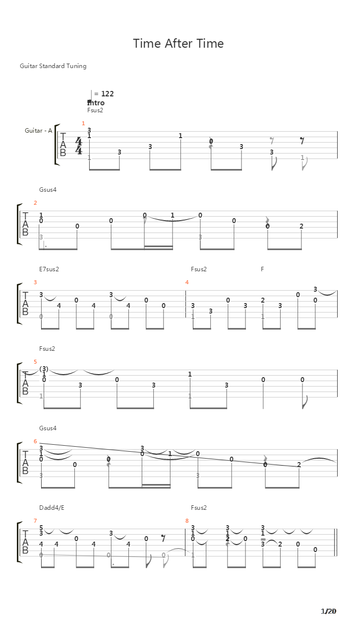 Time After Time (Fingerstyle)吉他谱