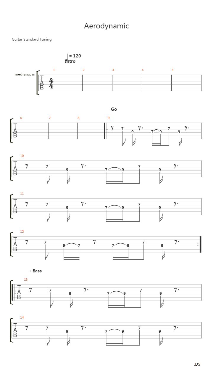 Aerodynamic吉他谱