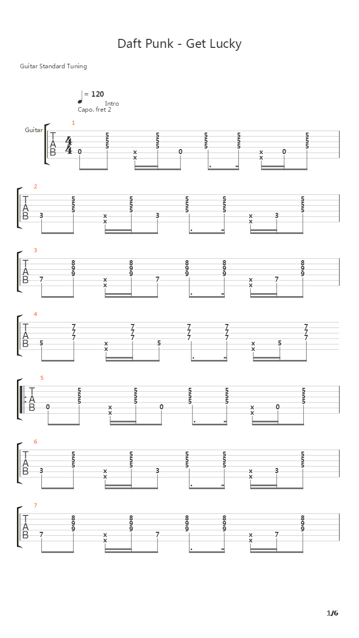 Get Lucky (Gareth Evans Arr.)吉他谱