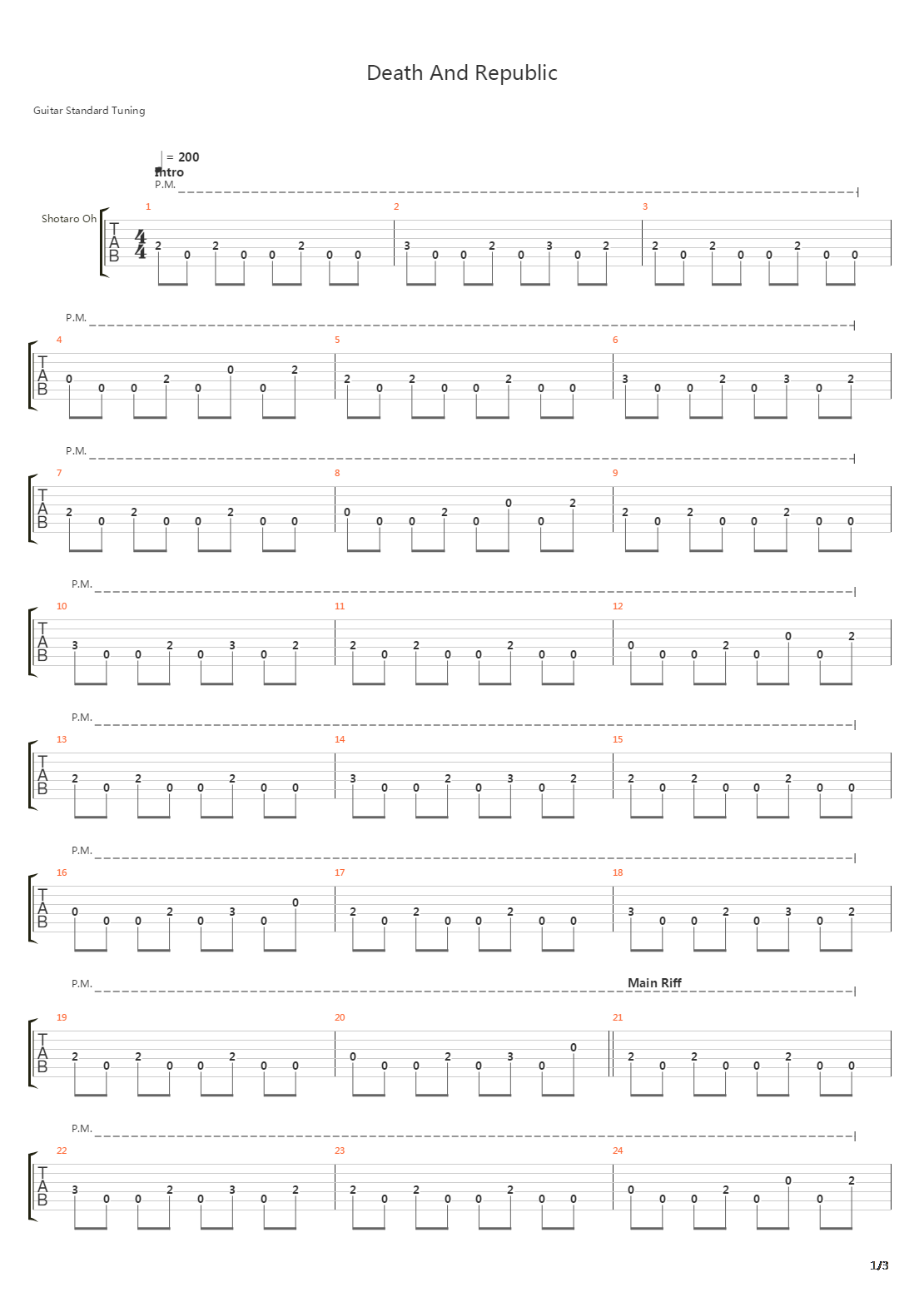 Death And Republic吉他谱