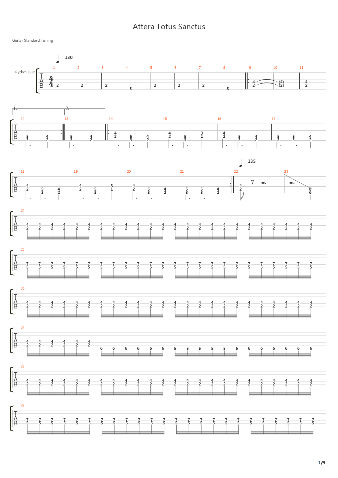Attera Totus Sanctus吉他谱