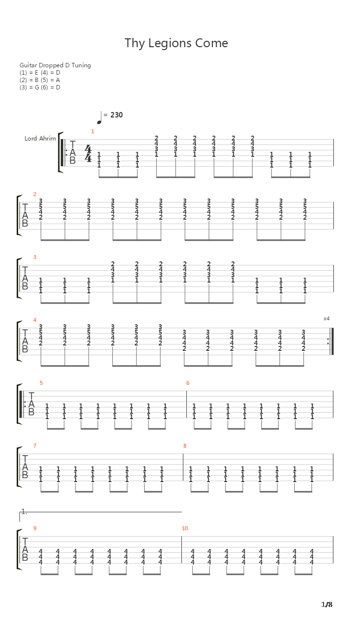 Thy Legions Come吉他谱