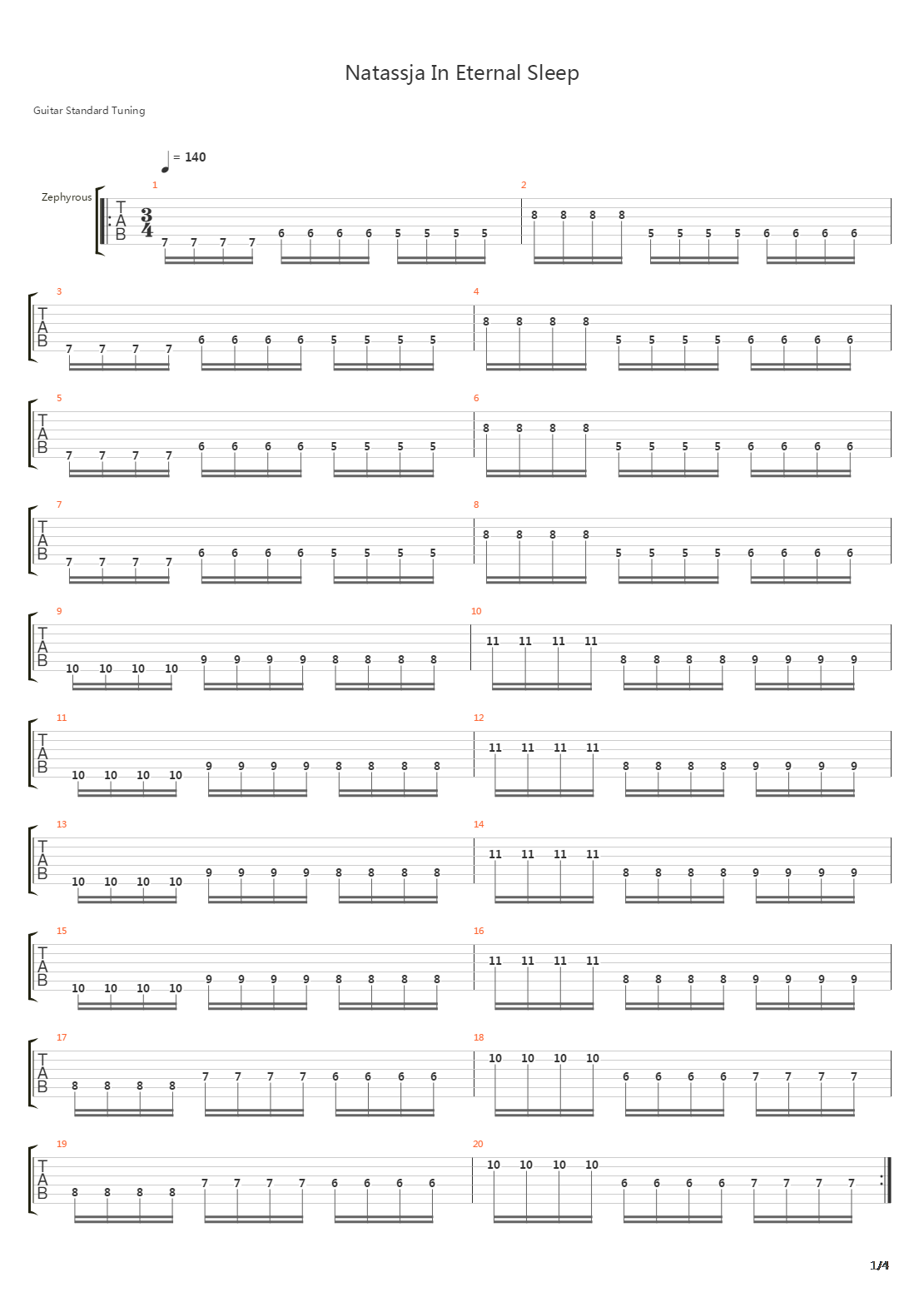 Natassja In Eternal Sleep吉他谱