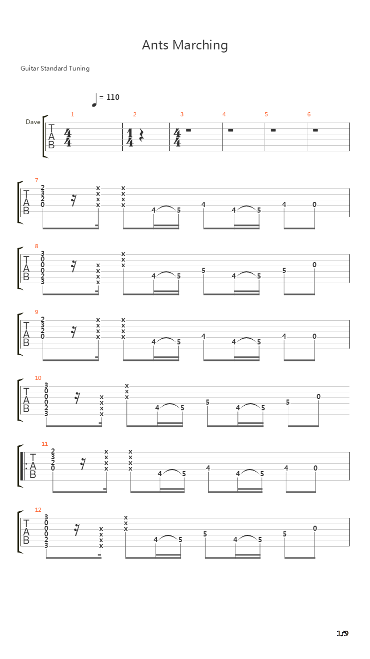 Ants Marching吉他谱
