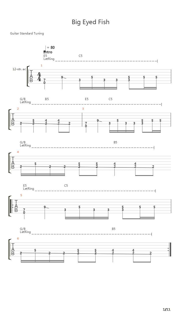 Big Eyed Fish吉他谱
