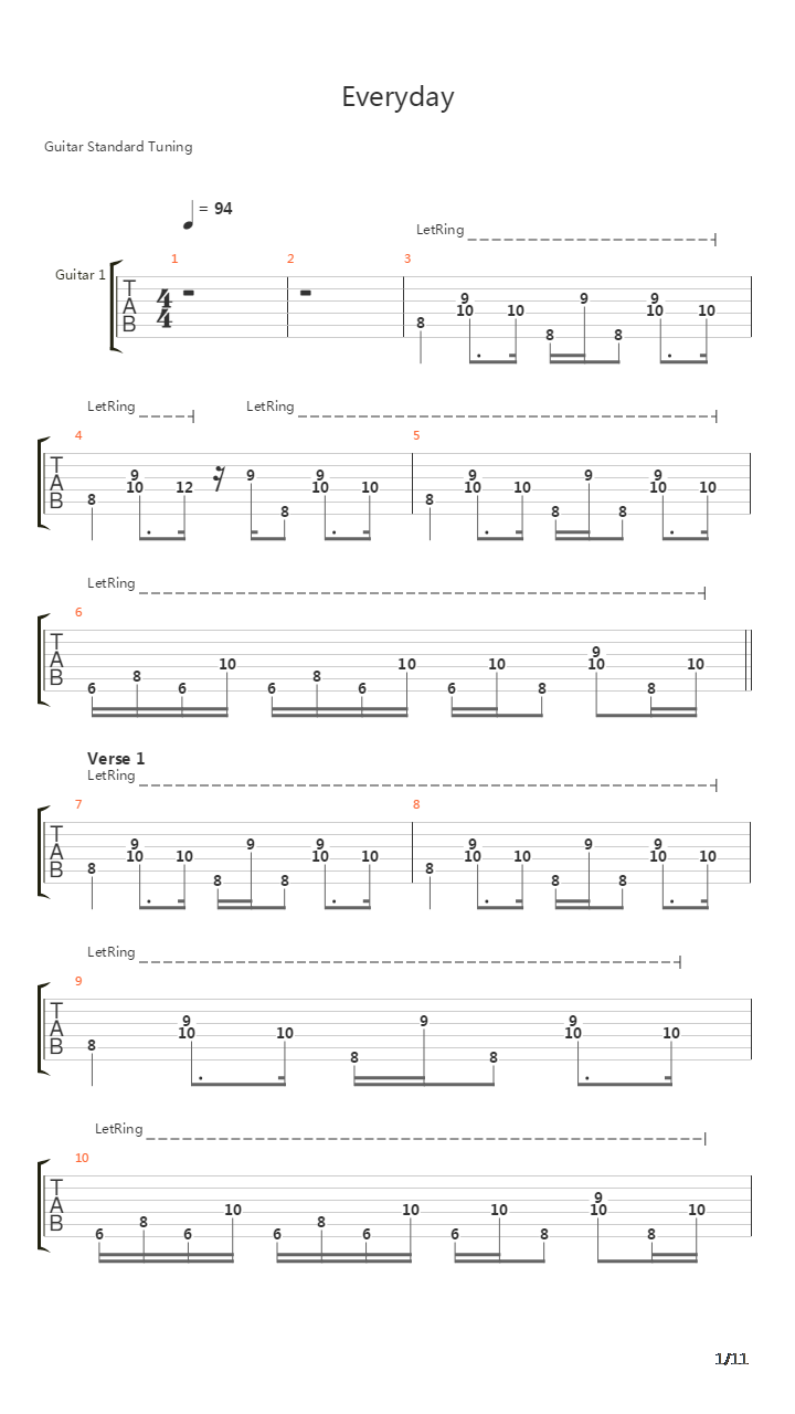 Everyday吉他谱