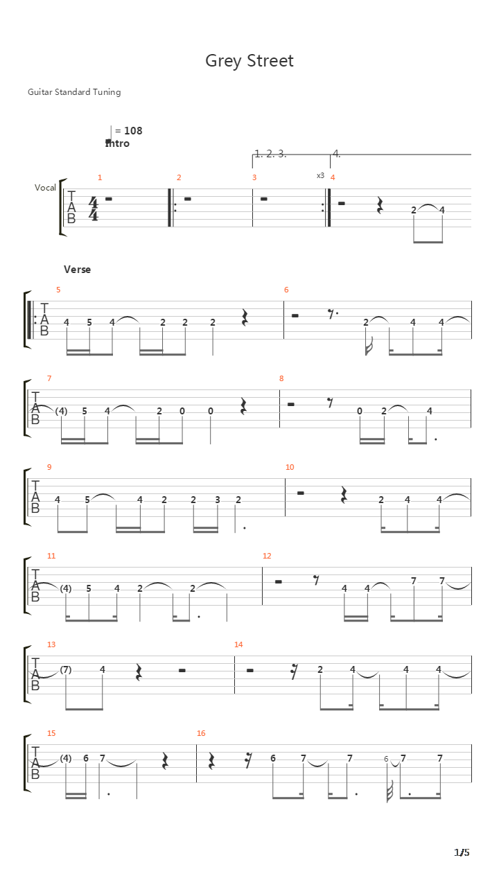 Grey Street吉他谱