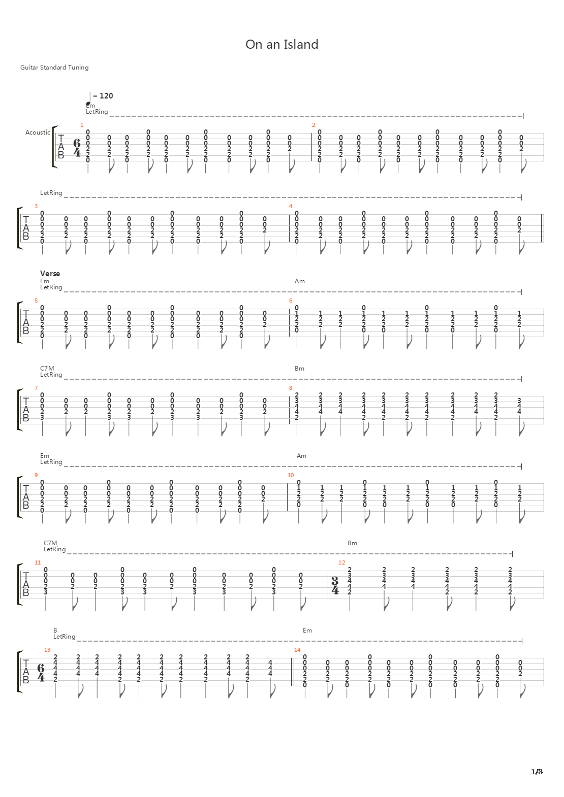 On An Island吉他谱