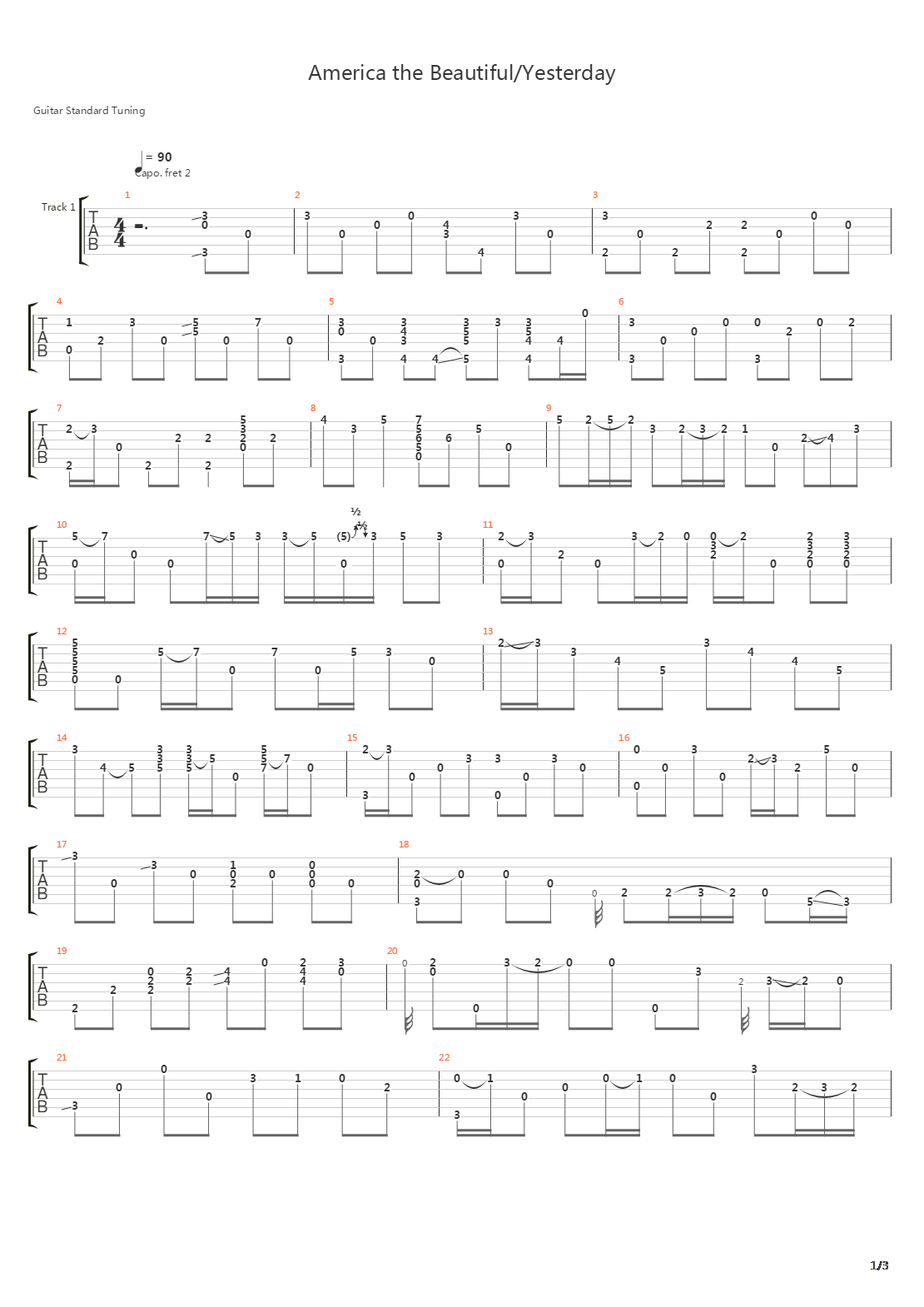 America The BeautifulYesterday吉他谱