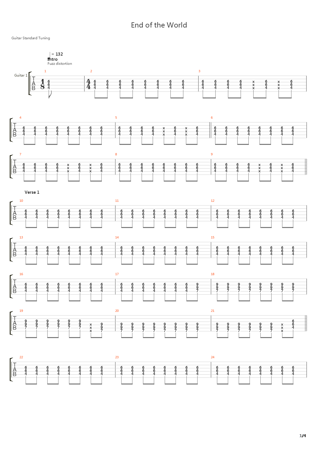 End Of The World吉他谱