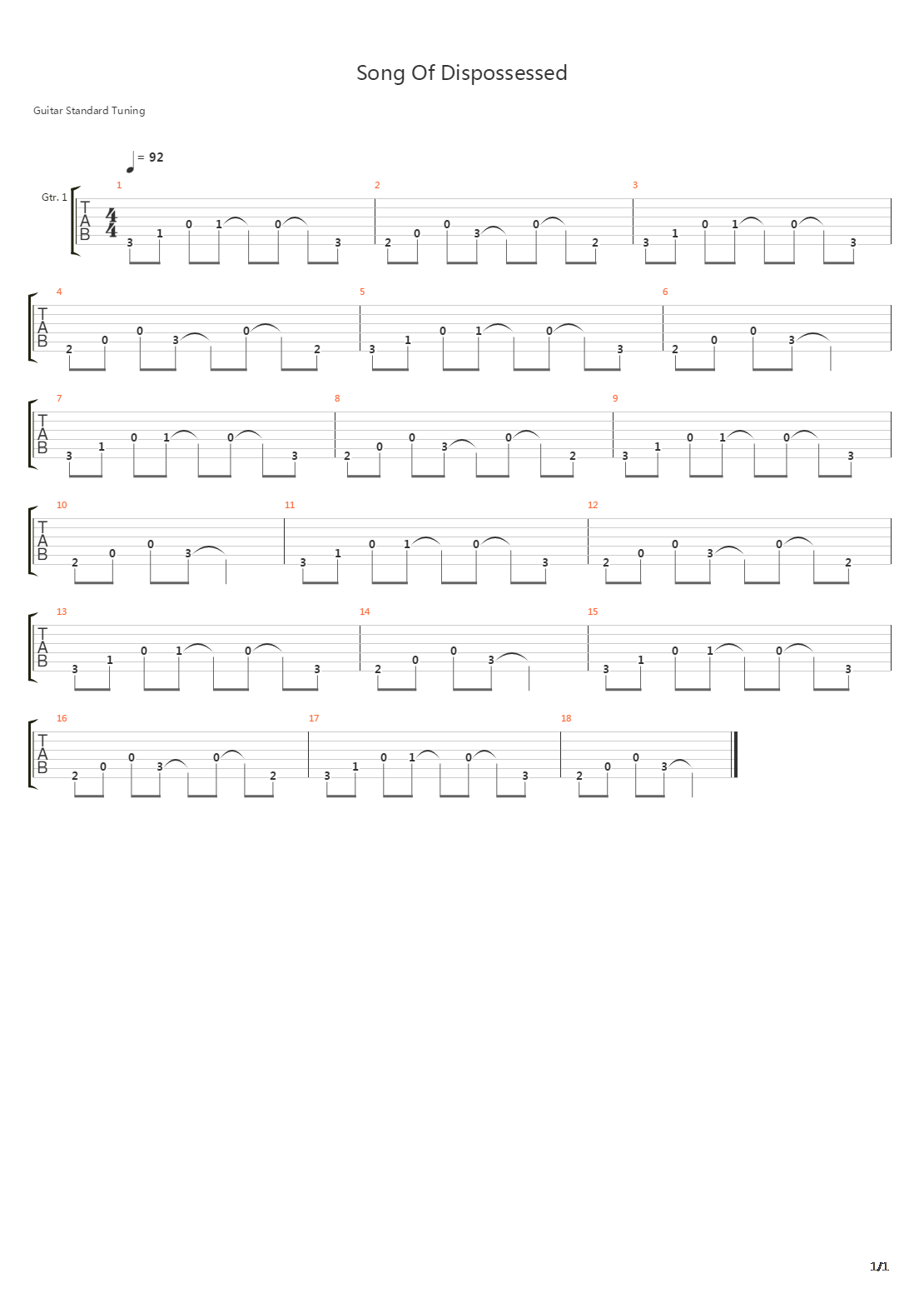 Song Of Dispossessed吉他谱