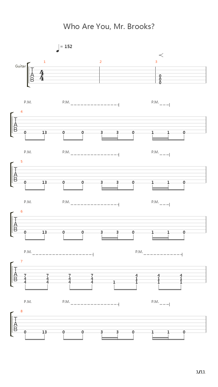 Who Are You, Mr. Brooks吉他谱