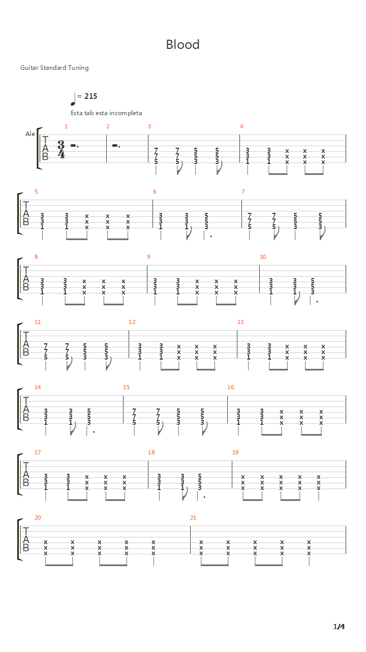 Blood吉他谱