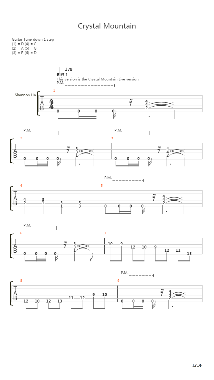 Crystal Mountain (Live)吉他谱