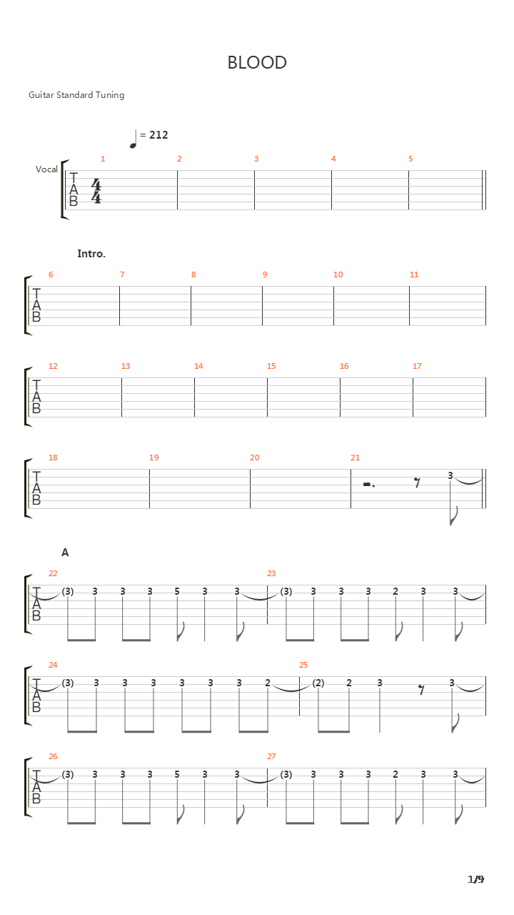 Blood吉他谱
