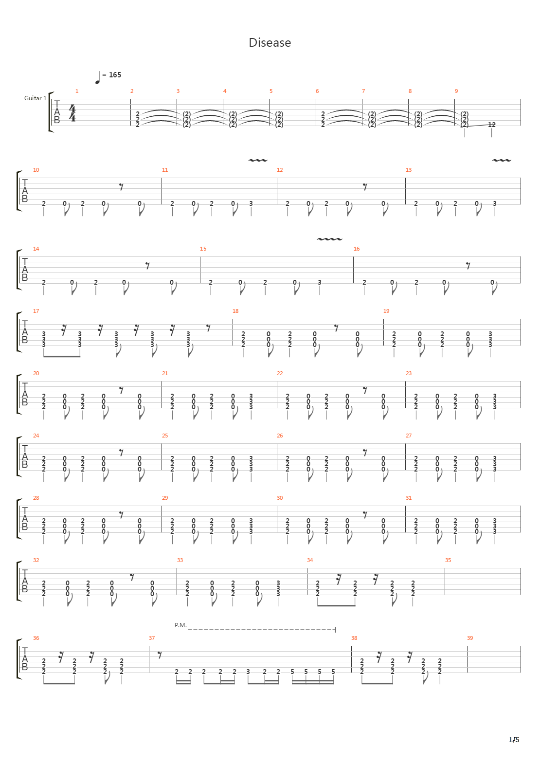 Disease V1吉他谱