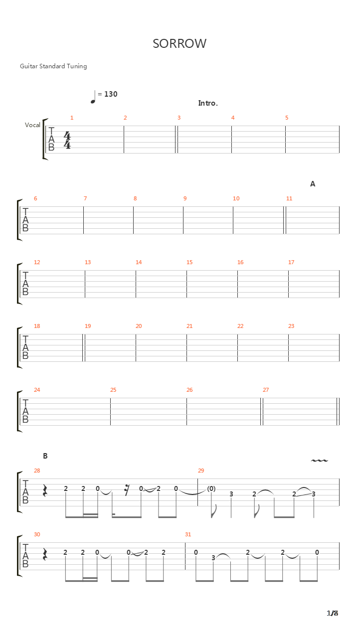 Sorrow吉他谱