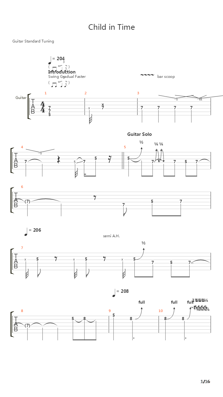 Child In Time Solo(Made In Japan)吉他谱