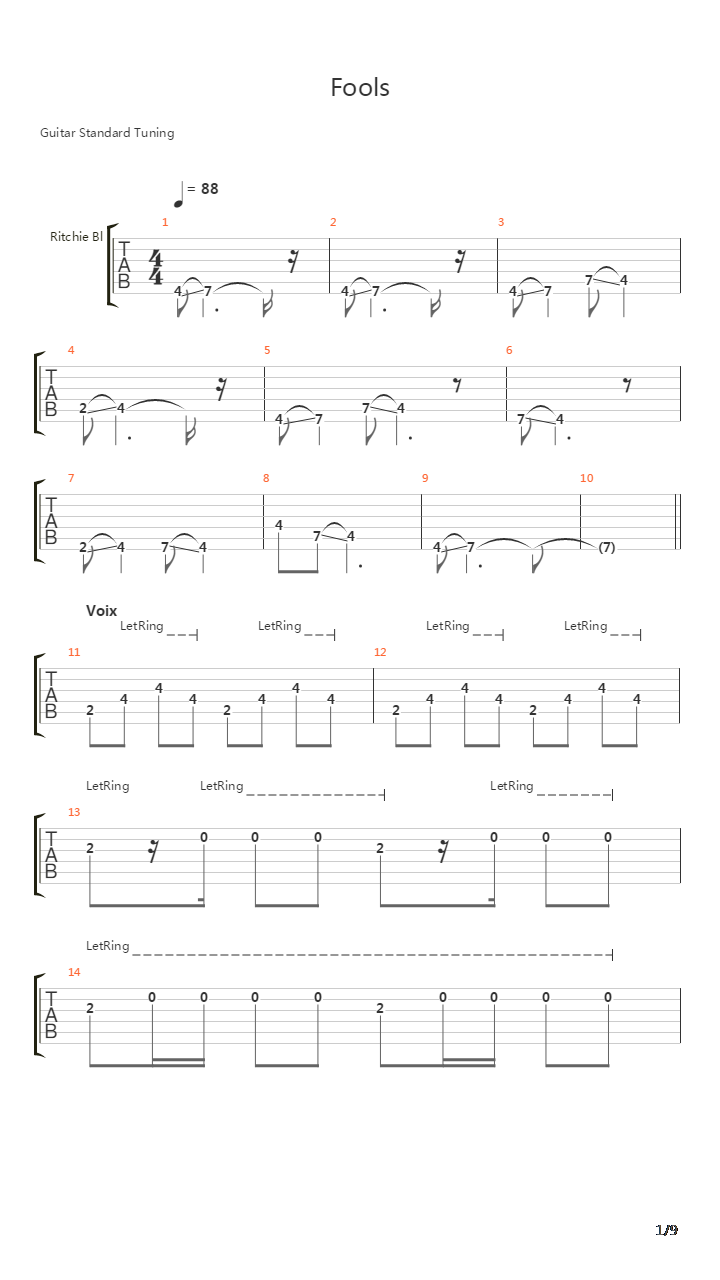 Fools吉他谱