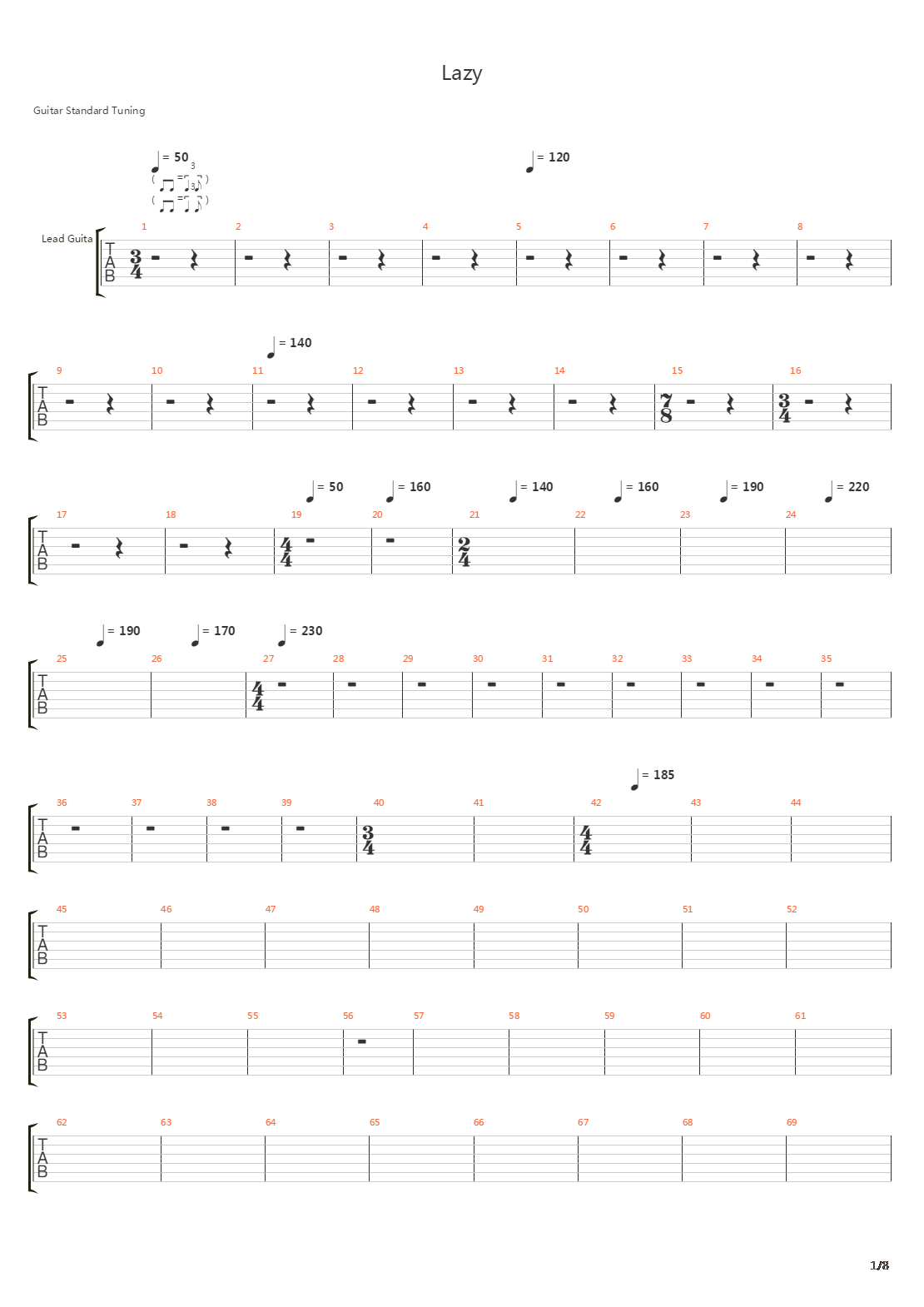 Lazy吉他谱