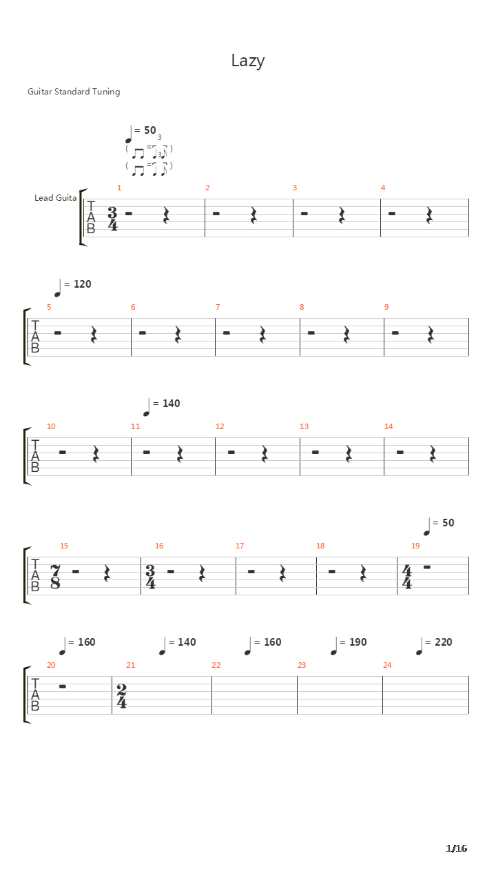 Lazy吉他谱