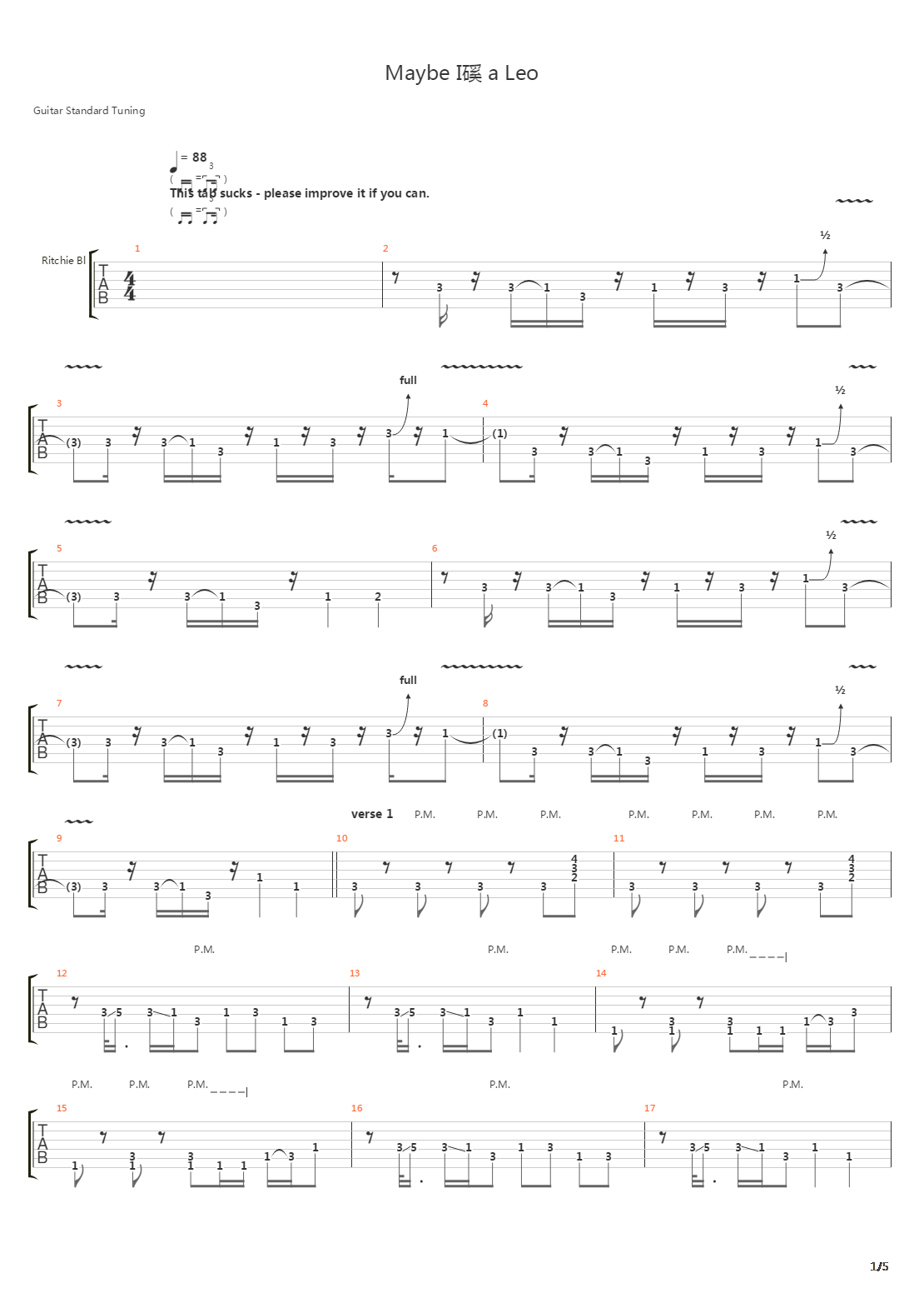 Maybe I'm A Leo吉他谱