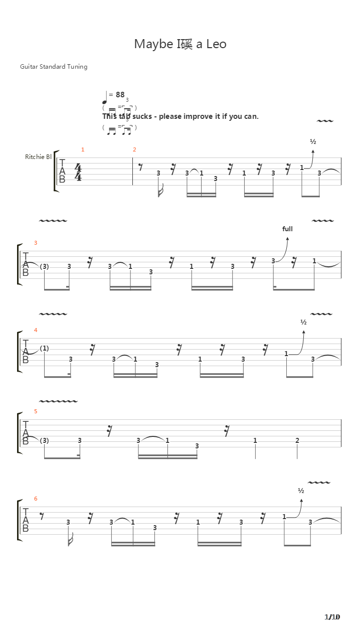 Maybe I'm A Leo吉他谱