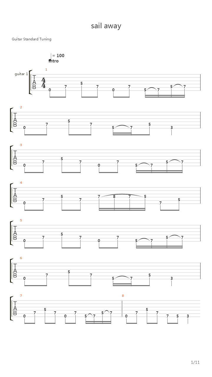 Sail Away吉他谱
