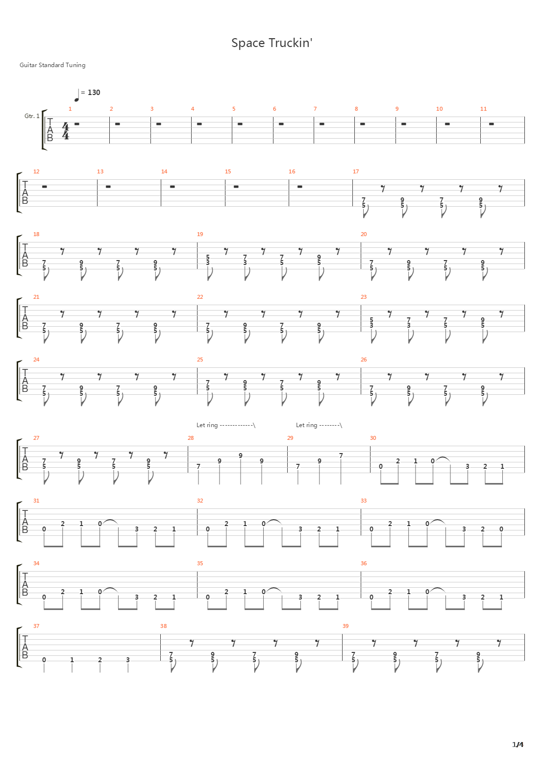 Space Truckin吉他谱