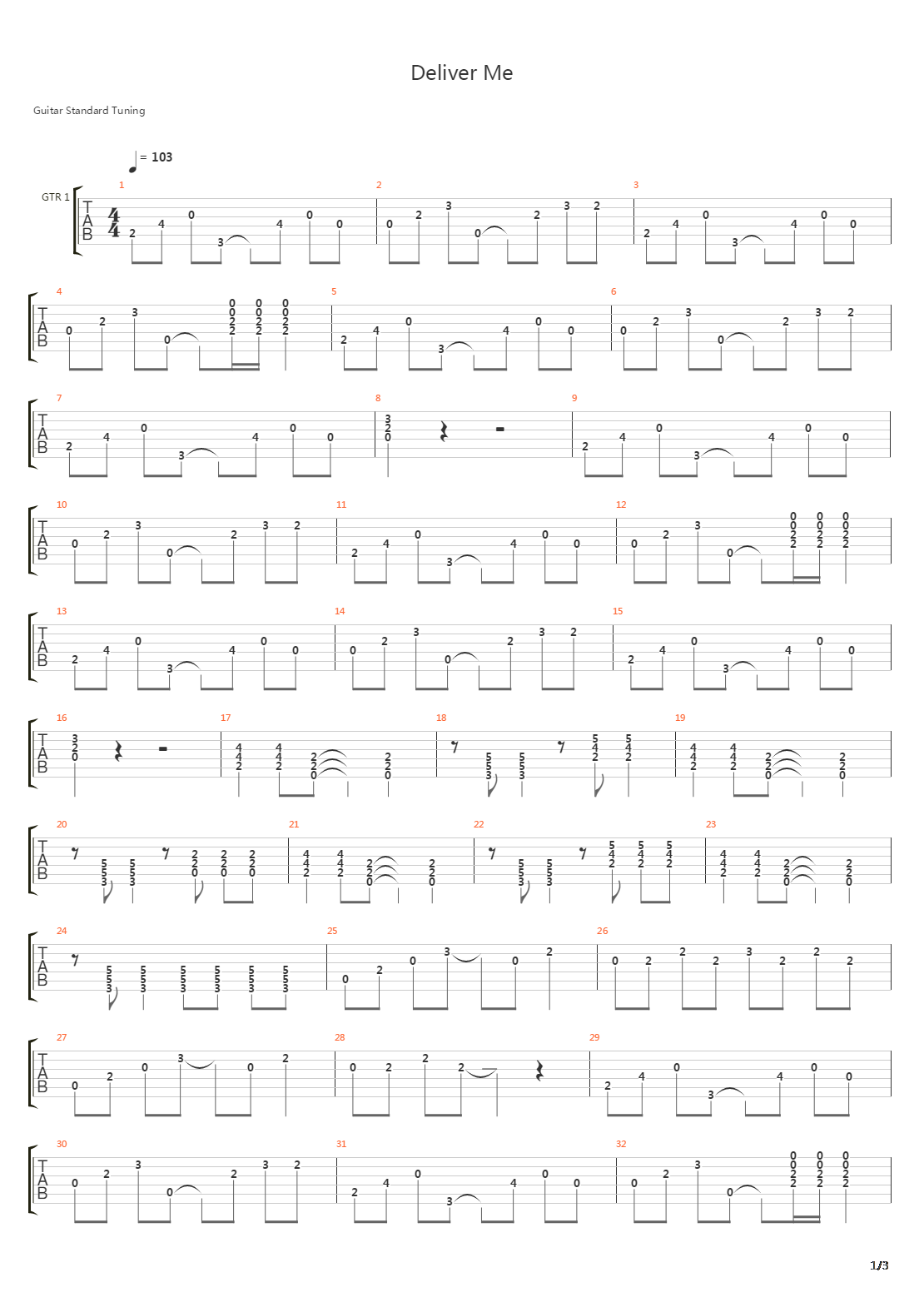 Deliver Me吉他谱