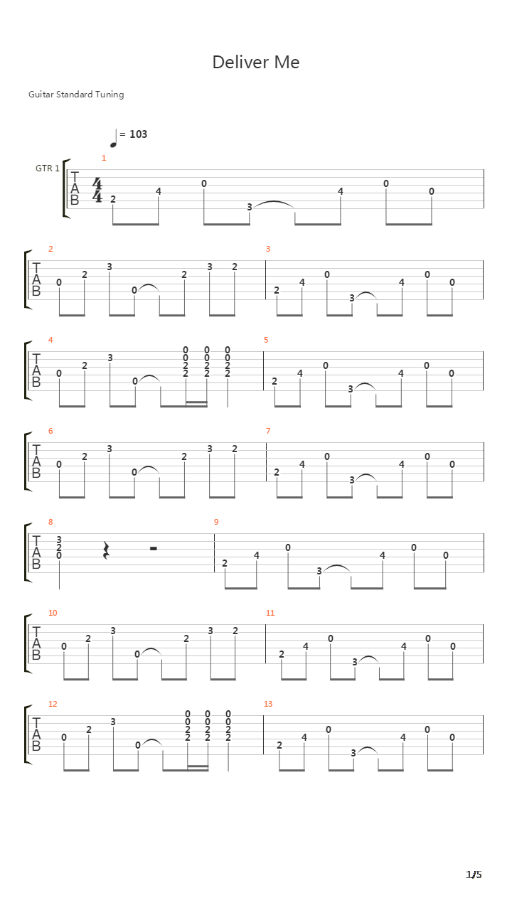 Deliver Me吉他谱