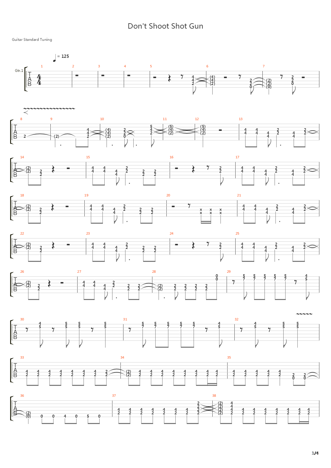 Don't Shoot Shotgun吉他谱