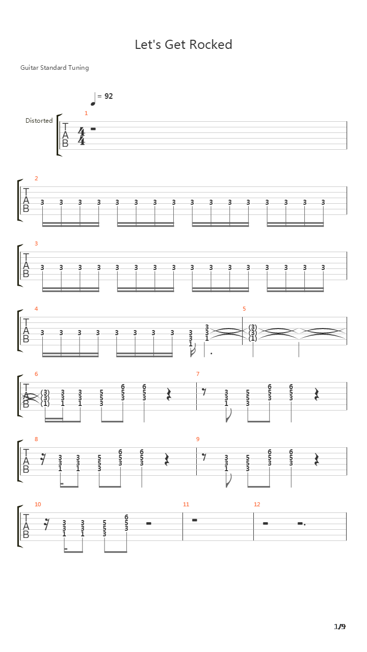 Let's Get Rocked (Standard Tuning)吉他谱