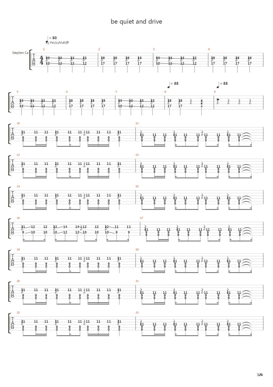 Be Quiet And Drive (Far Away)吉他谱