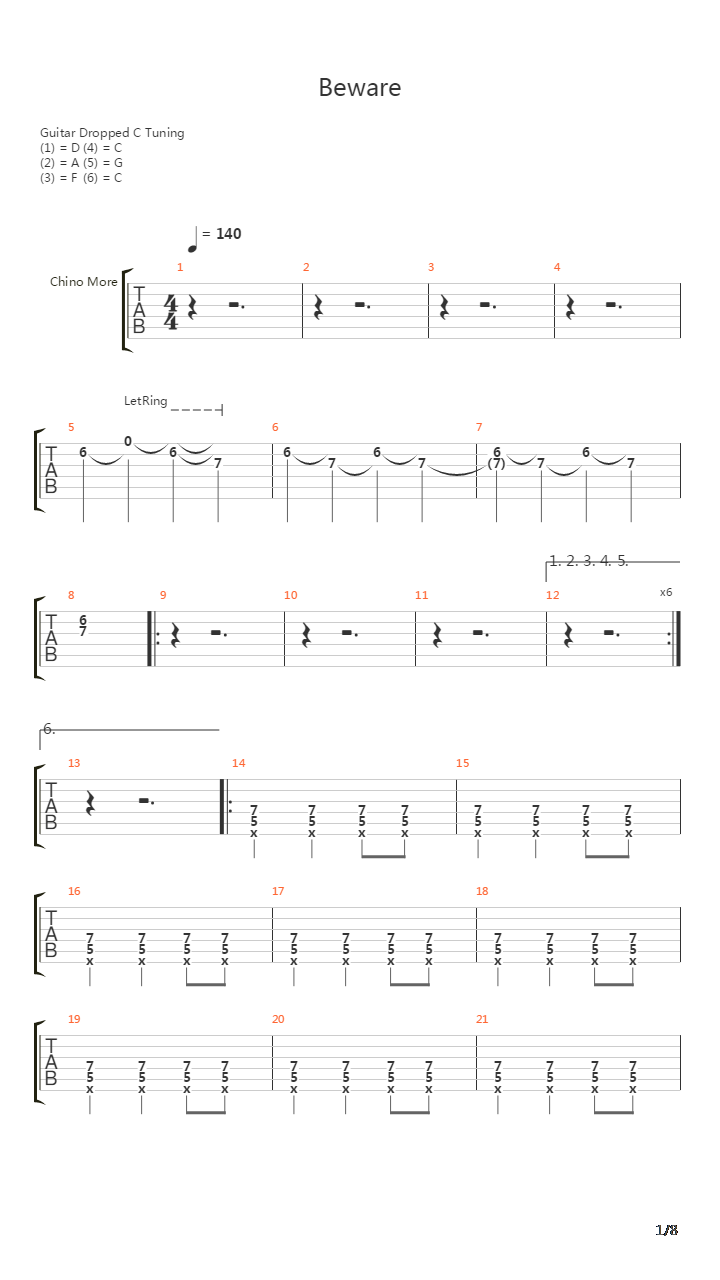 Beware吉他谱