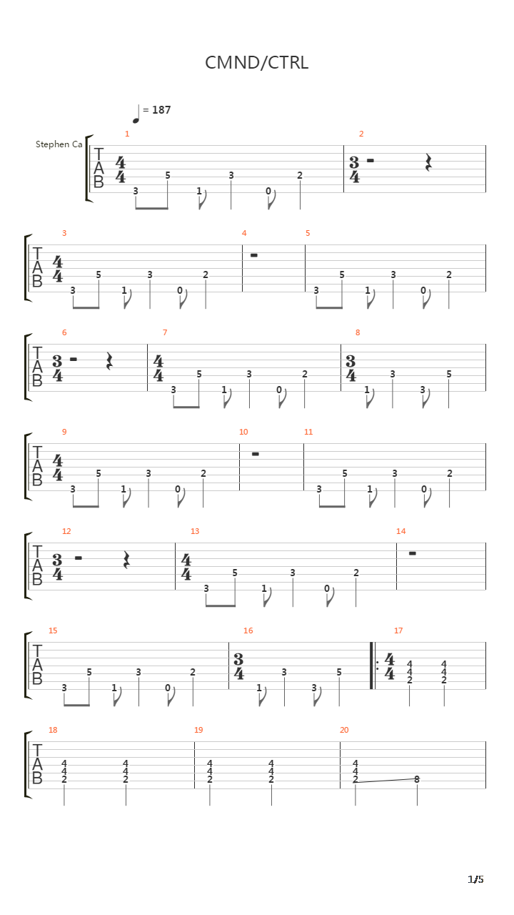 CMNDCTRL吉他谱