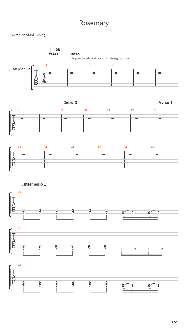 Rosemary Live吉他谱