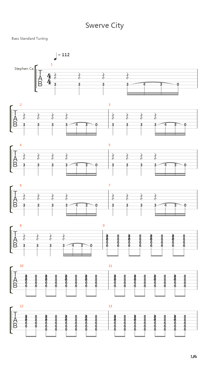 Swerve City吉他谱