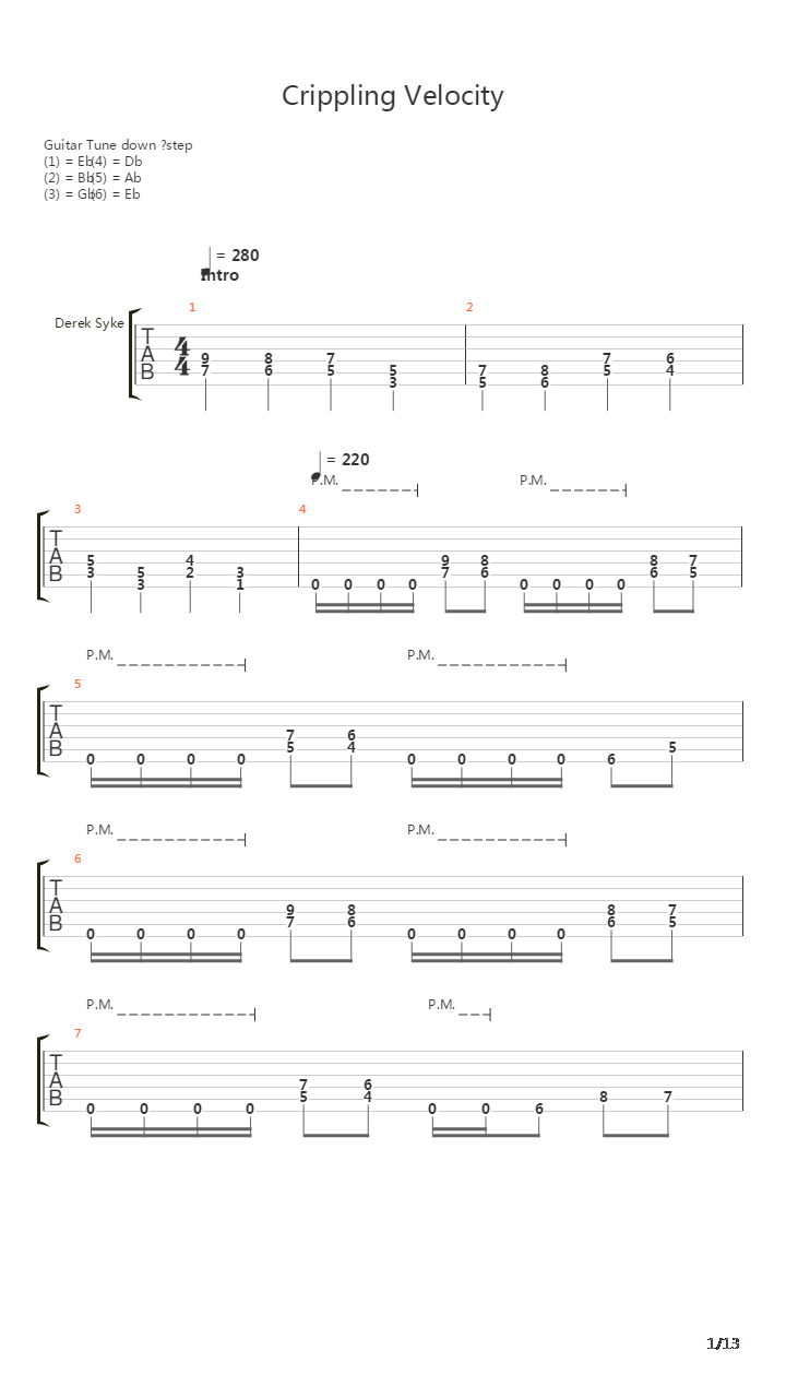 Crippling Velocity吉他谱