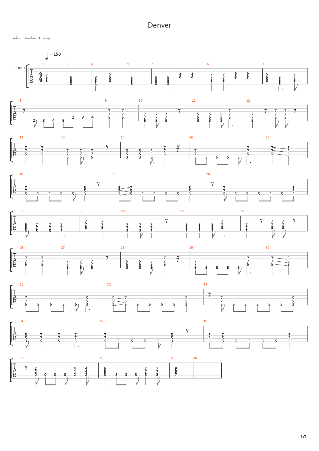 Denver吉他谱