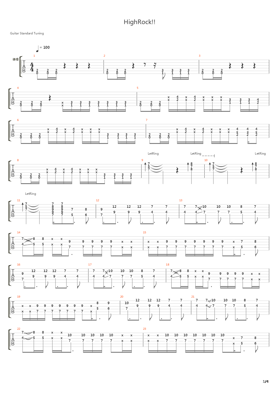 High Rock吉他谱