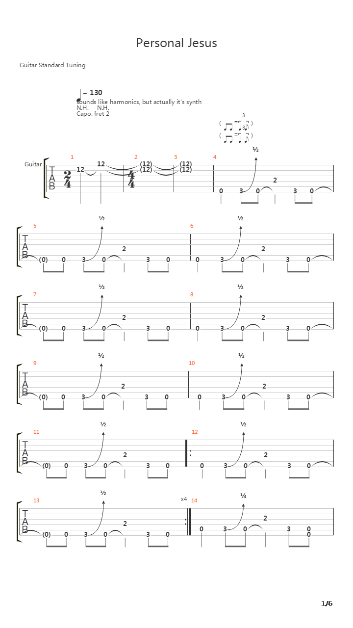 Personal Jesus吉他谱