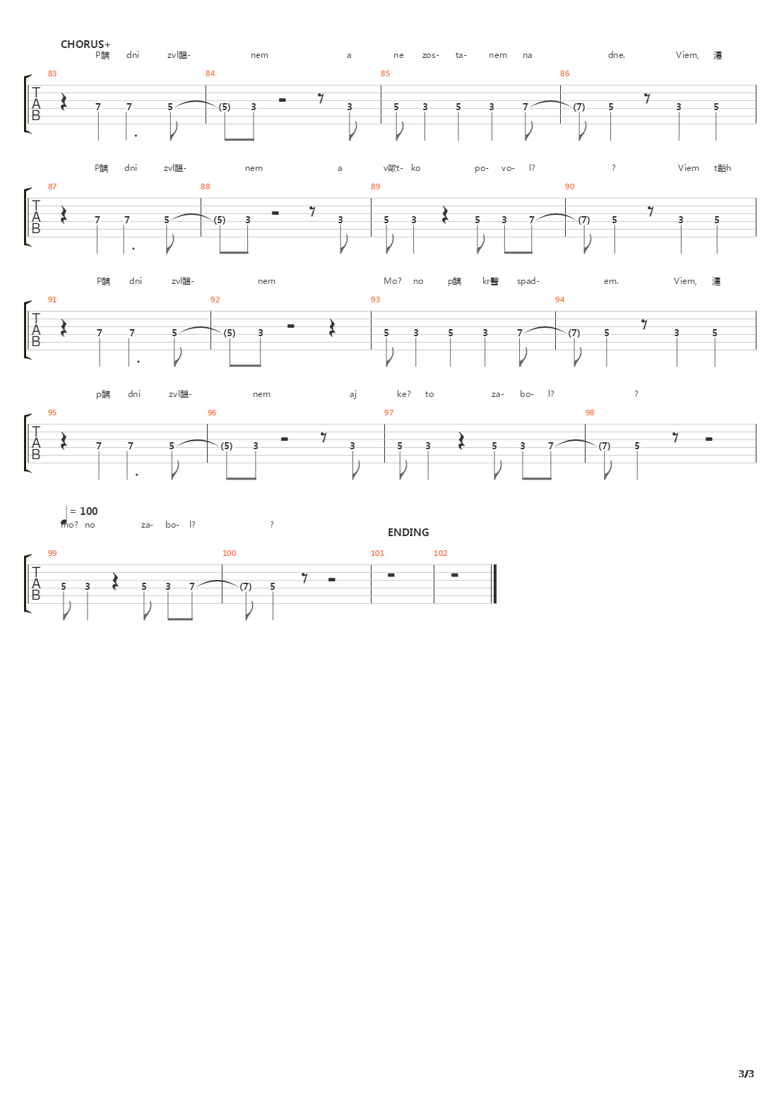Par Dni吉他谱