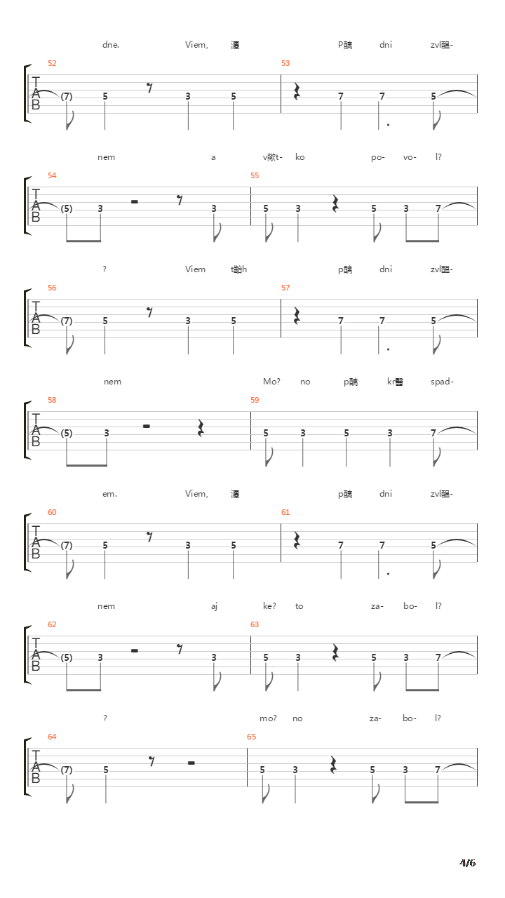 Par Dni吉他谱